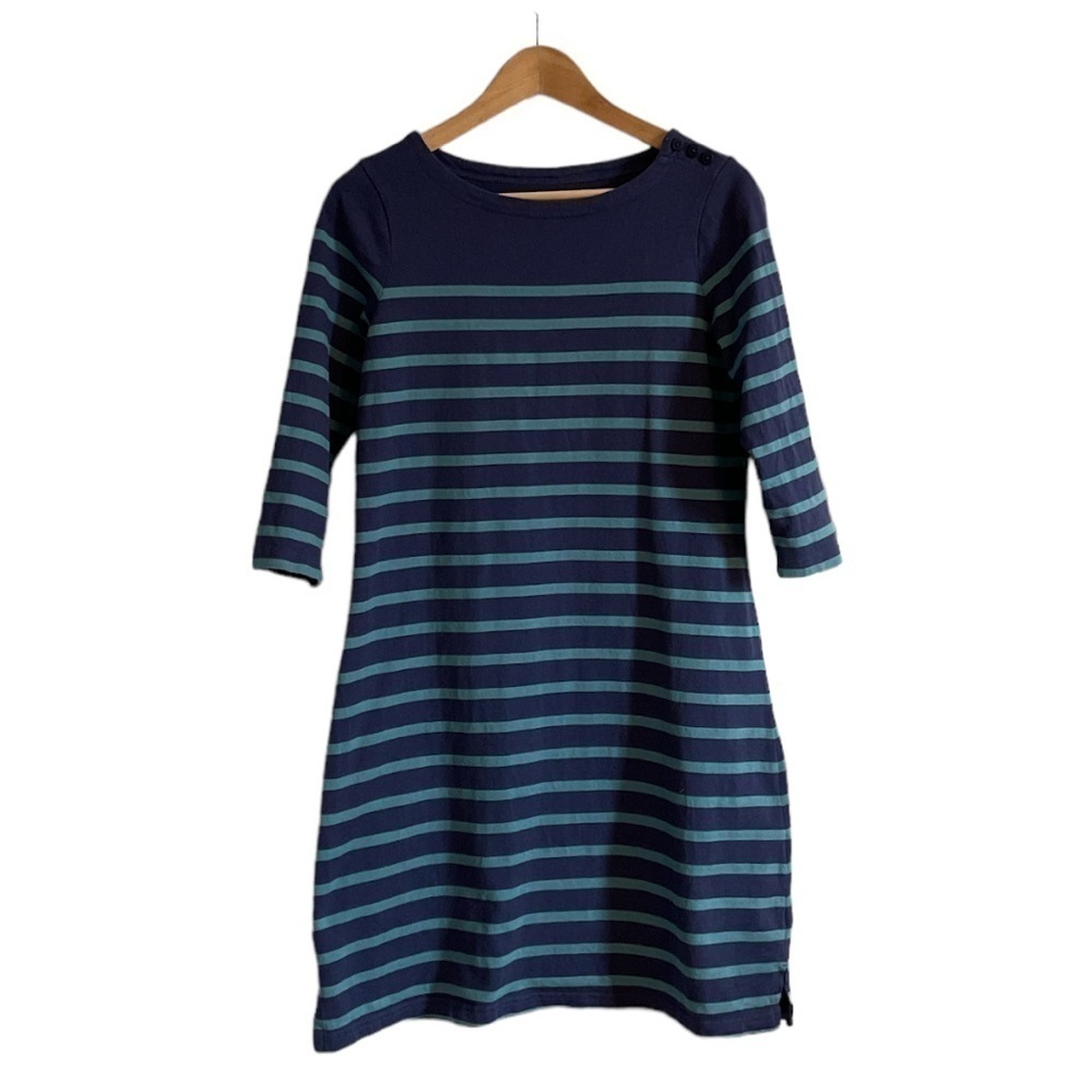 LL Bean Purple Turquoise Striped Cotton Mariner Dress